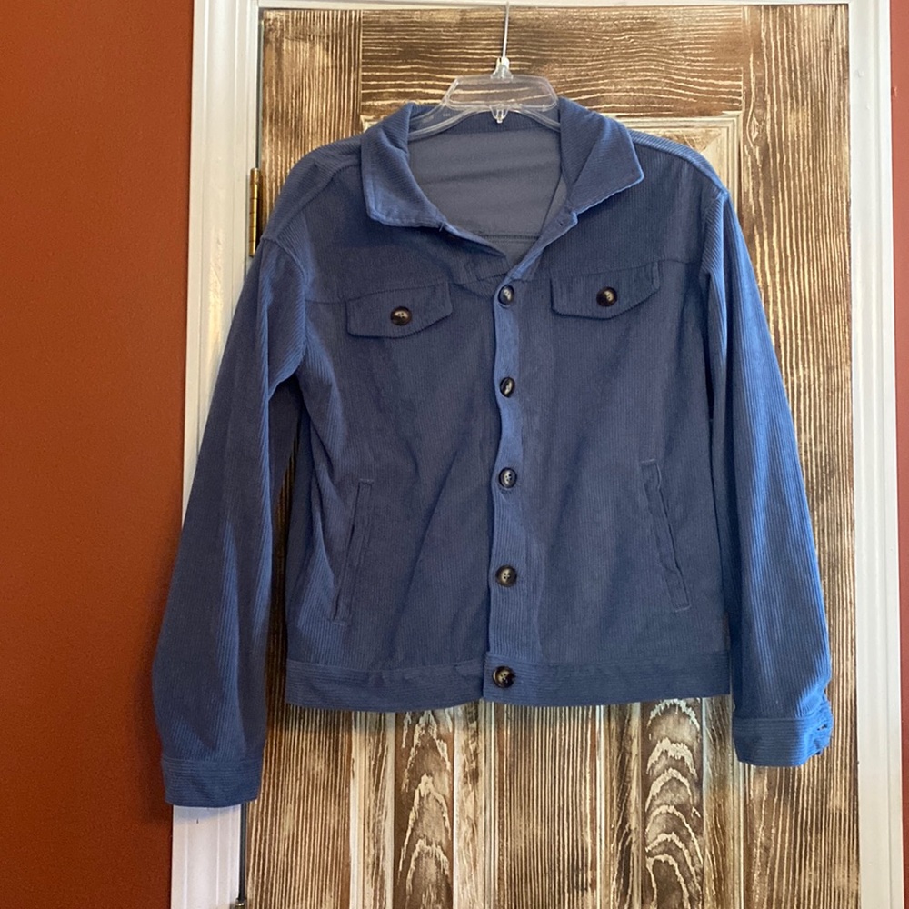 Blue, corduroy shacket